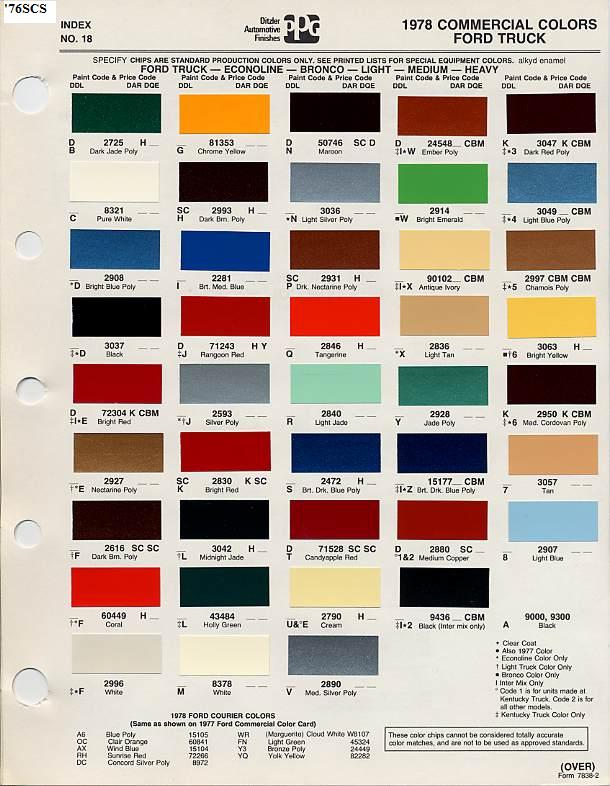 Interior Paint Codes For 1978 Ford Truck Enthusiasts Forums - Ford Paint Color Chart 2009
