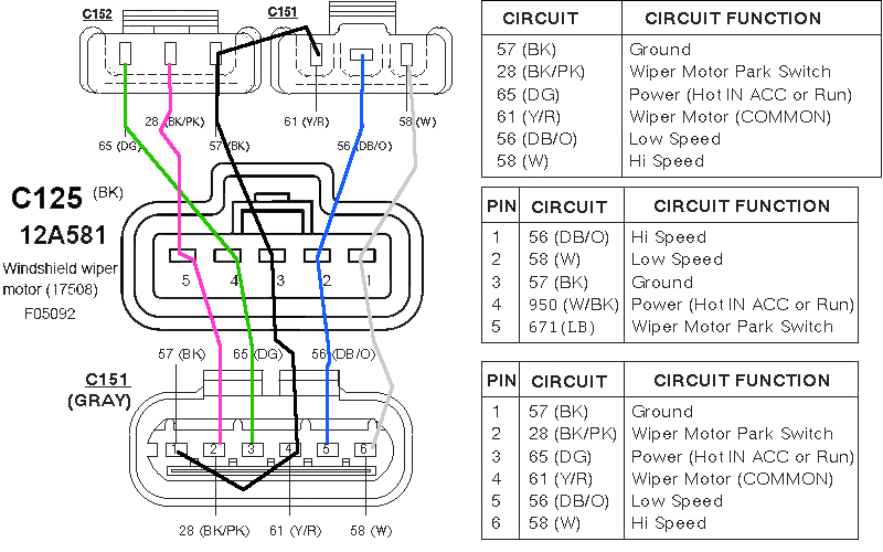 97 F150 Wiper Motor Wiring Diagram