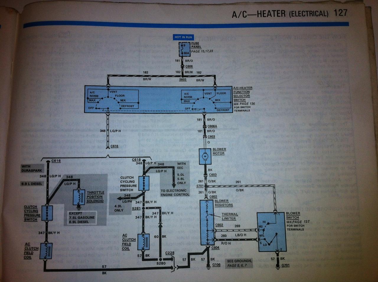 Wiring schematic for a/c -heat on a 1984 F250 Diesel ... 1984 ford 1710 wiring diagram 