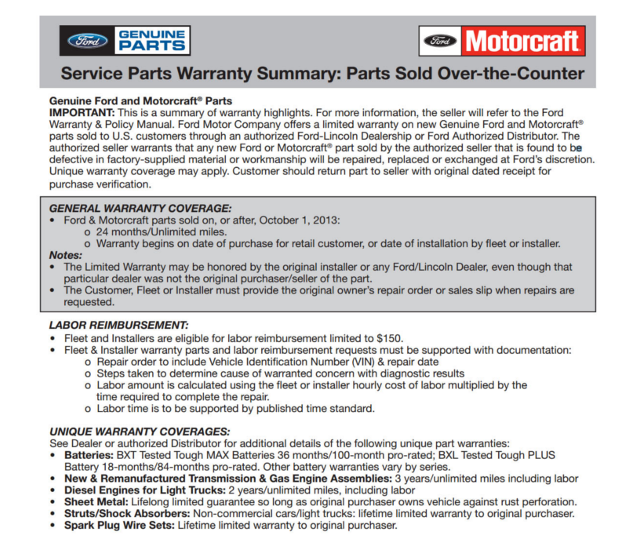 Ford Beefs up Parts Warranty
