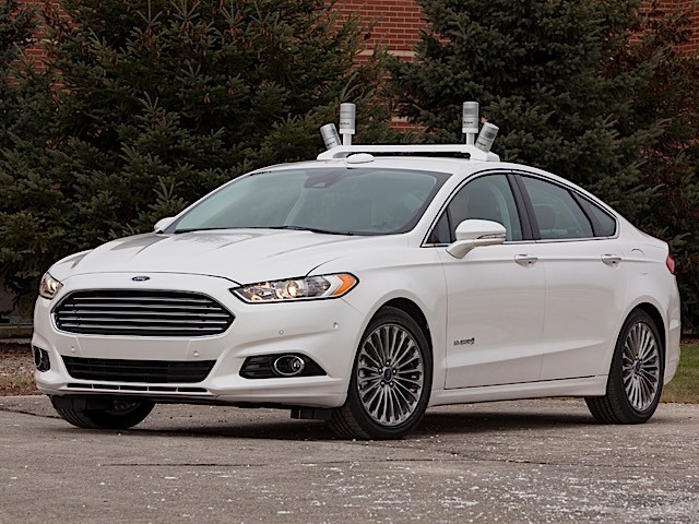 Autonomous, self-driving, Ford Fusion.