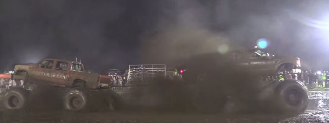TRUCKED UP Watch a Ford and Chevy Monster Truck Tug of War
