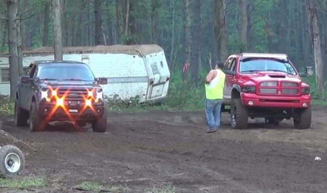 Watch a Ford F-150 Crush a Dodge Ram in the Dirt