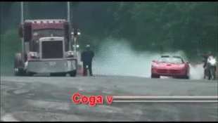 Semi-Truck Takes on a Viper in Drag Race … and Wins