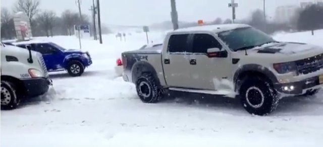 Raptor Pulls Semi in the Snow & Saves the Day