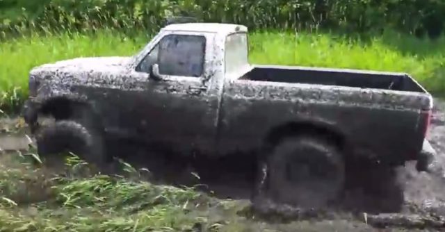 Short Cab Ford F-150 Flies Over Mud