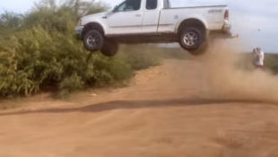 HUMP DAY JUMP! Dude Rolls His Ford F-150