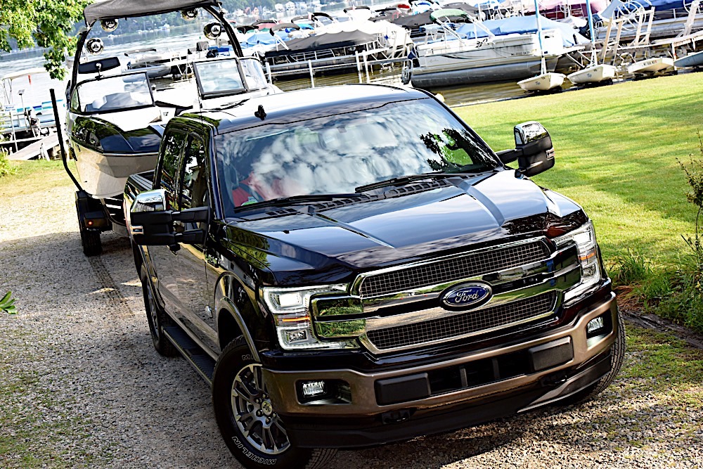 2018 Ford F-150 towing a boat