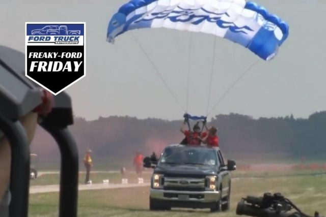 Skydiver Lands in the Bed of a New Ford F-250
