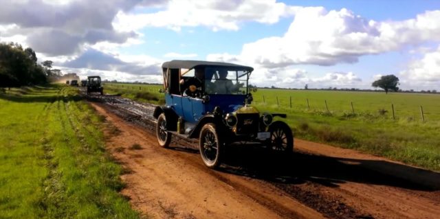 Blue Ford Model T Off-Roading
