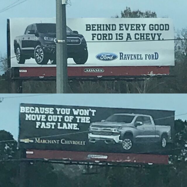 Ford vs Chevy Billboard Battle 2019