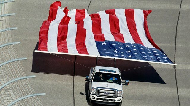 Ford Trucks Flying the Stars and Stripes