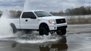 ford-trucks.com Ford F-150 Rips Donuts in a Huge Puddle