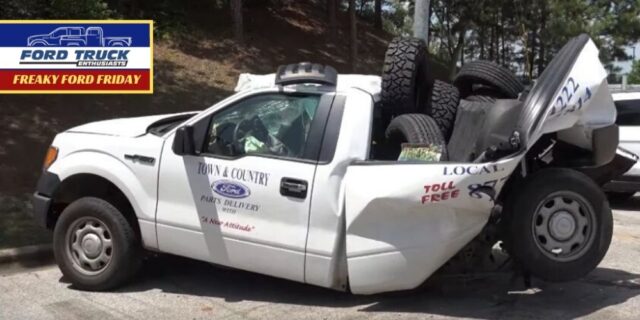 Ford F-150 Holds Up Well to Crushing 18-Wheeler Impact!