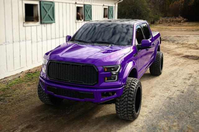 purple truck wrap