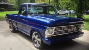Blue 1968 Ford F100 with Coyote Swap