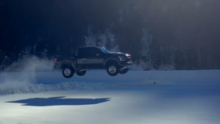 Ford F-150 Raptor Jumps Snowbank