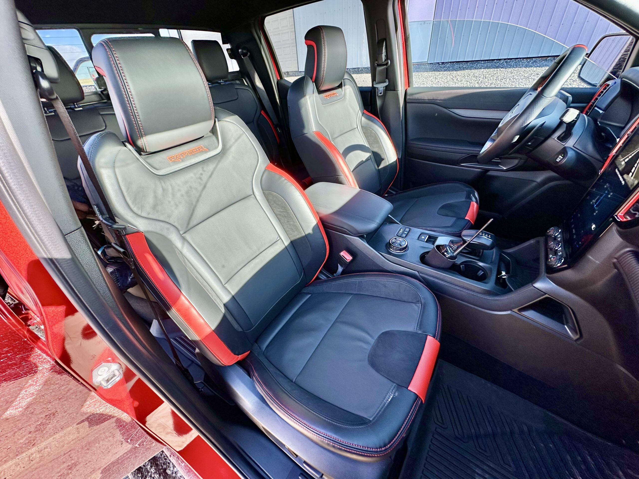 Ford Performance bucket seats with Code Orange accents